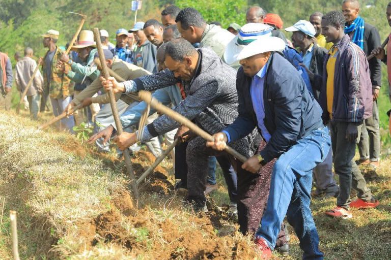 በኮንታ ዞን የአፈርና ውሃ ጥበቃ ልማት ስራ በይፋ ተጀመረ።